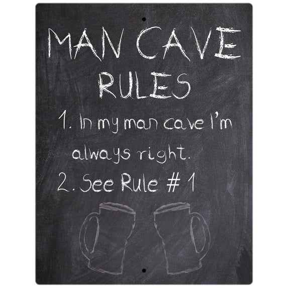 Aluminum Sign - Man Cave Rules Chalkboard I'm Always Right