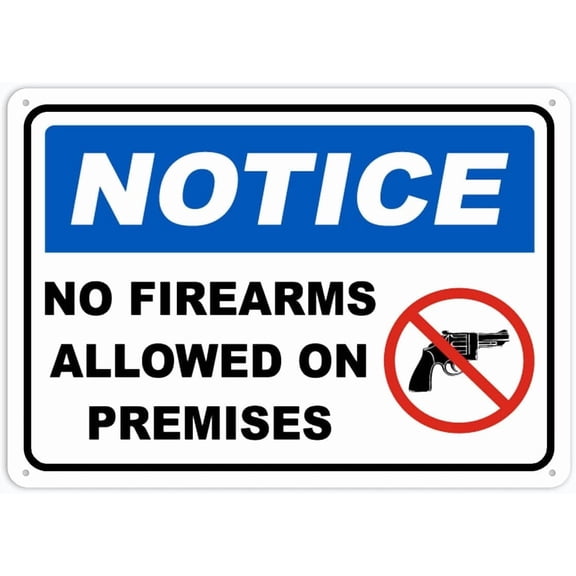 Aluminum Sign No Firearms Allowed 8"x12" Pre-Drilled