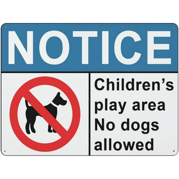 Aluminum Signs 12"x16" Childrens Play Area No Dogs Allowed Personalized Metal Tin Sign Rust Free Metal Sign Wall Art Indoor Outdoor Room Road Public Area Weather Resistant Easy to Mount