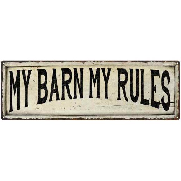 Aluminum Signs Size: 4 x 16 Inch MY BARN MY RULES Farmhouse Style Metal Look Sign Gift Metal Decor
