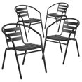 Aluminum Slat Back Stacking Outdoor Restaurant Chairs, Modern Stackable