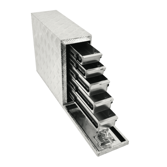 Aluminum Slim Truck Tool Box 7.75 x 22 x 18.7" Underbody Toolbox w/ 5 Drawers