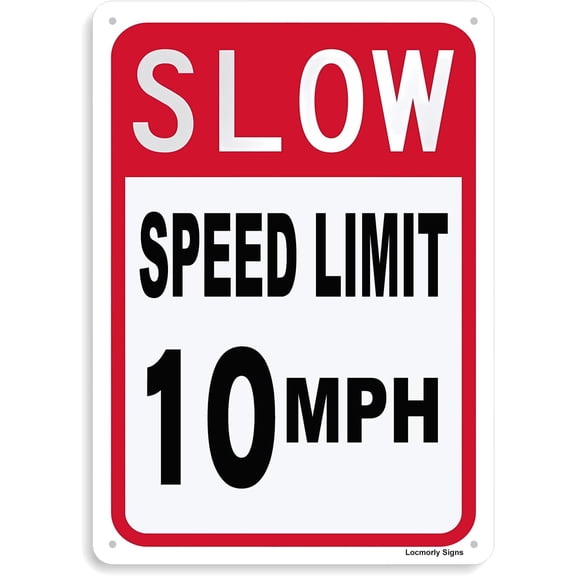 Aluminum Slow Down Speed Limit 10 MPH Sign, 12x16 Inch, Slow Down Signs for Neighborhoods