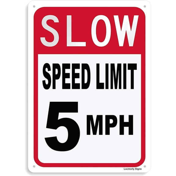 Aluminum Slow Down Speed Limit 5 MPH Sign, 8x12 Inch, Street Signs for Outdoor Use Warning Sign For Home Garden Kitchen Porch