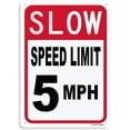 thumbnail image 1 of Aluminum Slow Down Speed Limit 5 MPH Sign, 8x12 Inch, Street Signs for Outdoor Use, 1 of 3