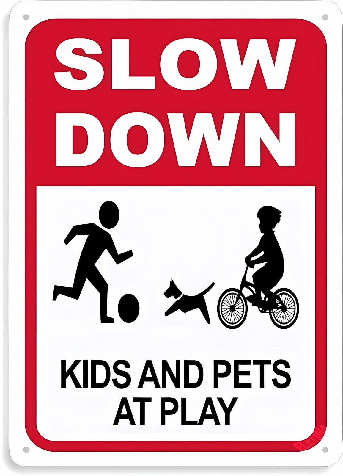 Aluminum Slow Kids Pets at Play Sign 12 x 8 Inches - Slow Down Sign ...