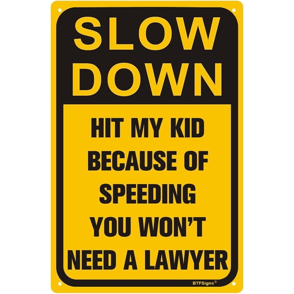 Aluminum Slow Speed Signs Playful Slow Down Signs for Kids Fun Slow Speed Signs for Kids Safety 8x12 inch