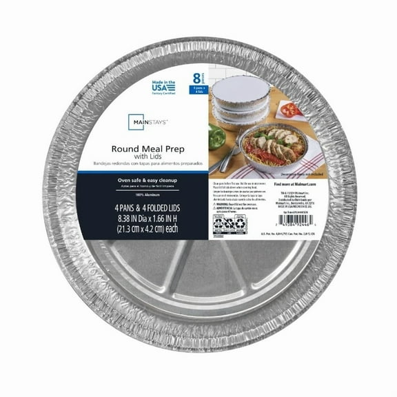 Aluminum Small Round Cake Storage With Folded Lids, 9 X 9 X 2 Inch, 4 Count.