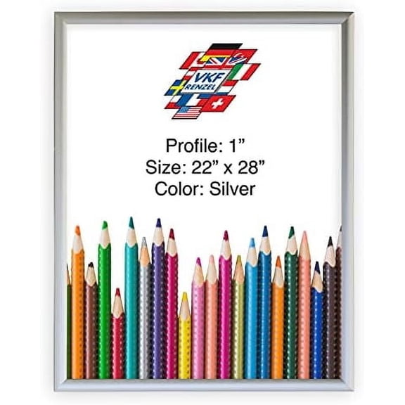 Aluminum Snap Frames, Pack Of Two Front Loading Picture Frames, 22" x 28", 1 Inch Profile, Silver Finish, With Non-Glare PVC Covers And Sturdy Plastic Backings$$Home Decor, Kitchen, & Other