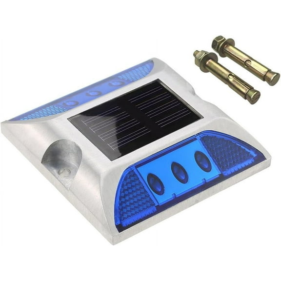 Aluminum Solar 6-LED Deck Dock Lights Step Road Path Lamp Waterproof Security Warning Driveway for Outdoor Fence Pool Patio Yard Home Pathway Stairs Garden (Blue)