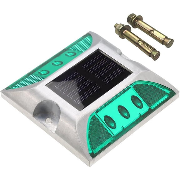 Aluminum Solar 6-LED Deck Dock Lights Step Road Path Lamp Waterproof Security Warning Driveway for Outdoor Fence Pool Patio Yard Home Pathway Stairs Garden (Green)