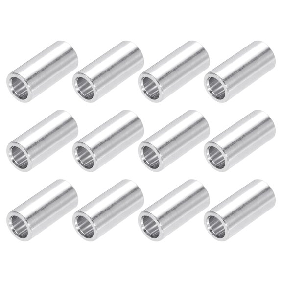 Aluminum Spacer Round Column 1/3 " OD x 1/5 " ID x 0.63 " Length Washer Bushing Unthreaded Spacer Plain Finish 12 Pack