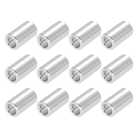 Aluminum Spacer Round Column 1/5 " OD x 1/8 " ID x 0.35 " Length Washer Bushing Unthreaded Spacer Plain Finish 12 Pack