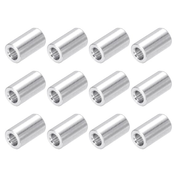 Aluminum Spacer Round Column 1/6 " OD x 1/9 " ID x 0.28 " Length Washer Bushing Unthreaded Spacer Plain Finish 12 Pack