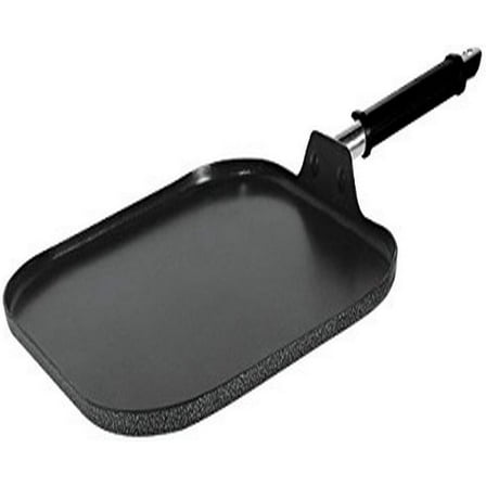 Aluminum Square Griddle Pan 11 Inch Non-Stick Coating- Durable  Scratch - Soft Touch Bakelite Handle, Suitable for Kitchen Flat Griddle Square Pan, Hand Wash - Black