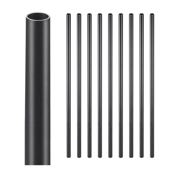 Aluminum Stair Balusters 101 Pack, 26 Inch Matte Black Metal Railing Spindles, 3/4 Inch Round Waterproof Deck Railing Kit with Caps & Screws for Staircase, Porch, Patio