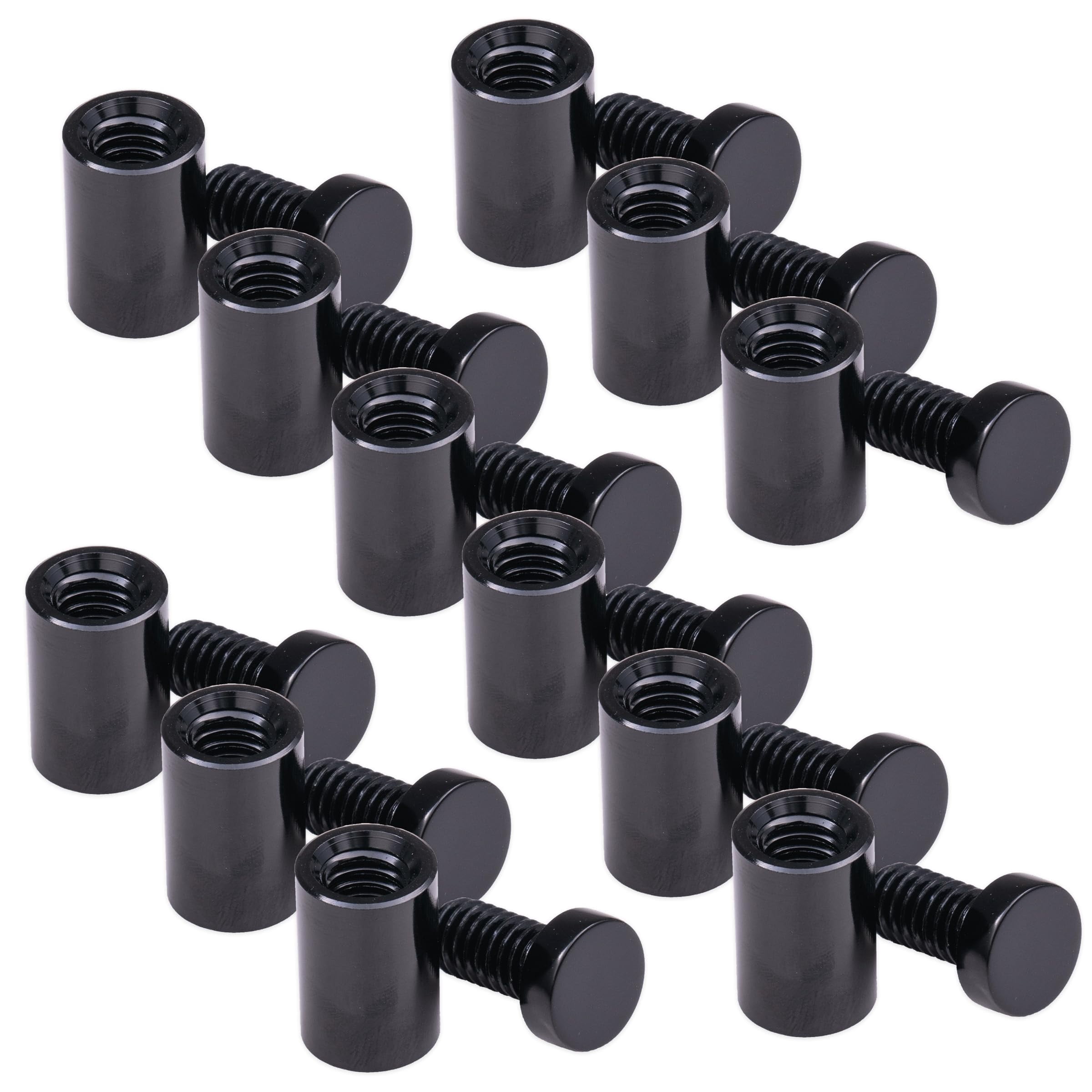 Aluminum Standoffs – Screws & Anchors – 1/2" x 1/2" Economical Sign Mounting Hardware for Interior Signs, Awards, Glass, Metal, or Acrylic Panels & Wall Spacer Kit (Black, Case of 12)
