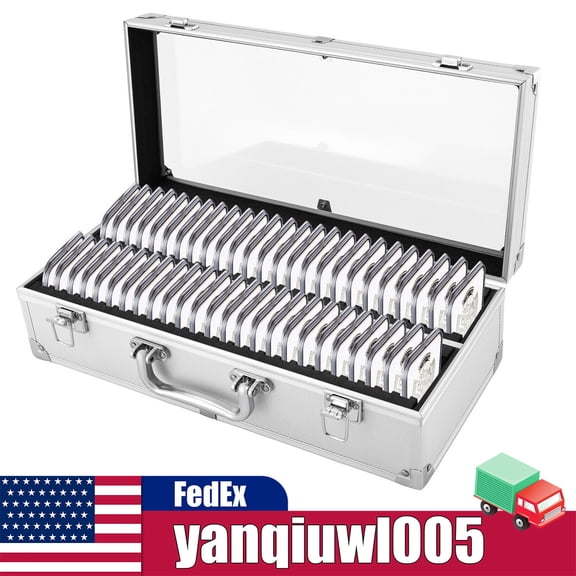 Aluminum Storage & Display Box Case Holds 50 PCGS NGC ANACS Coin Holders Slabs