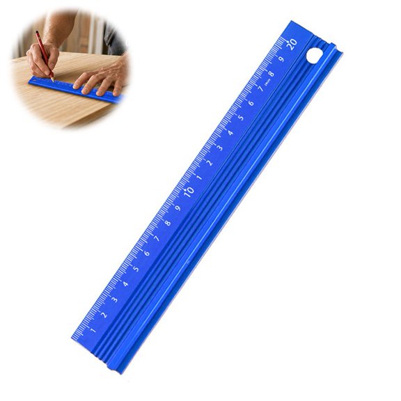 Aluminum Straight Edge Ruler, 7.87 Inches with Laser Etched Graduations for Drafting, Architecture, and Engineering