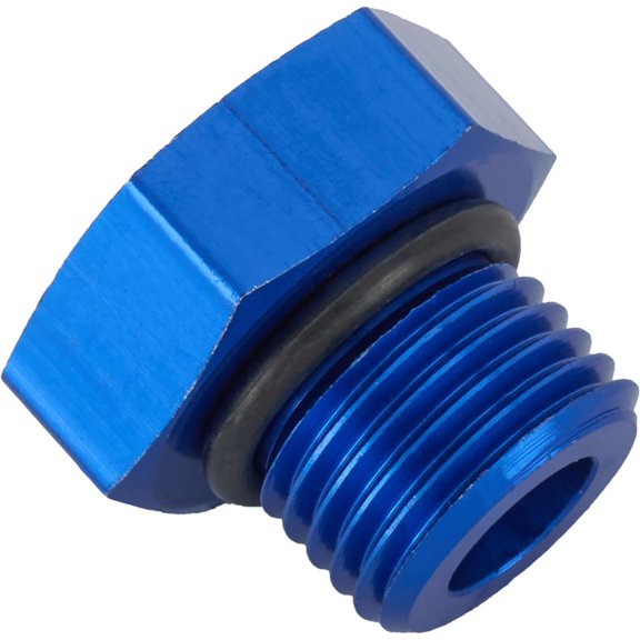 Aluminum Straight Thread Fitting Plug, Blue, -6 AN