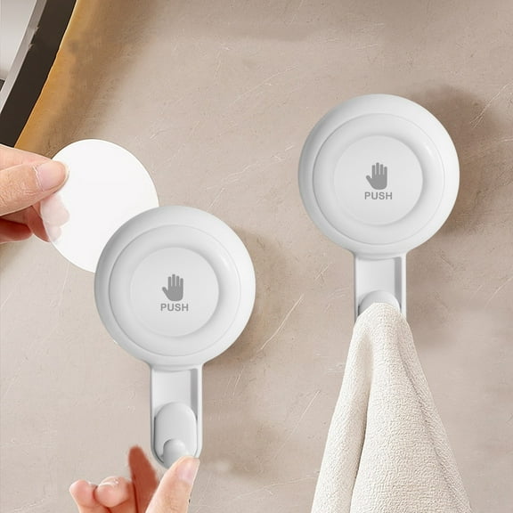 Aluminum Suction Cup Hooks for Shower, Heavy Duty, Stylish and Durable Bathroom and Kitchen Organizer - Powerful Hold - Ideal for Shower Walls, Bathrooms, and Kitchens, White