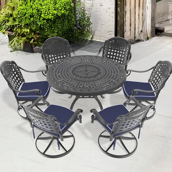 Aluminum Table and Chairs | High-Temp Coating, Wide Armrests | Backyard Dining