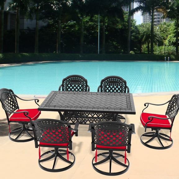 Aluminum Table and Swivel Chairs with Exquisite Patterns / Enhance Your Outdoor Space