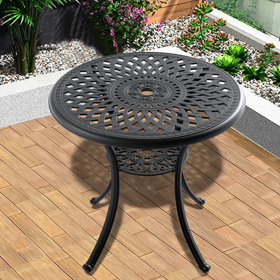 Aluminum Table with High-Temp Coating and Umbrella Hole / Weather-Resistant for Garden Use