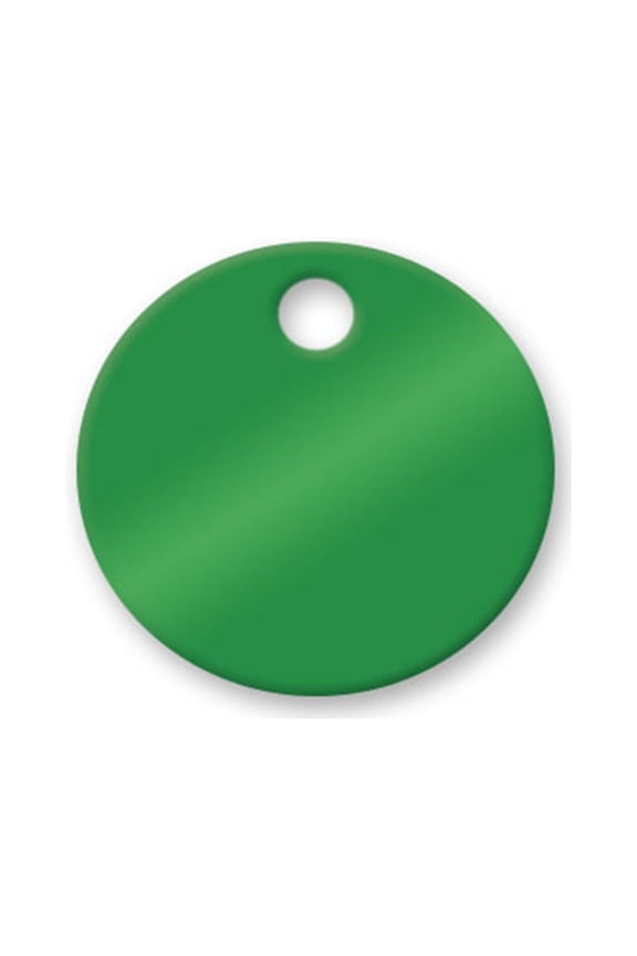 Aluminum Tags - 1-1/4 inch Anodized Aluminum Circle Tags - Pk/25 (Green)