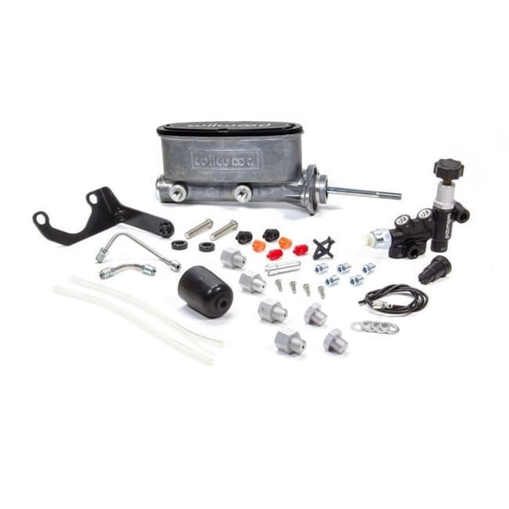 Aluminum Tandem Master Cylinder Kit with Bracket & Proportioning Valve - 0.87 in. Bore