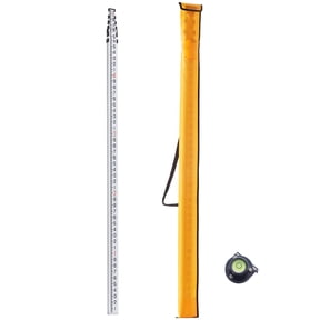 Aluminum Grade Rod, 25-Feet/10ths 6 Sections Telescopic Measuring Rod,Double-Sided Scale 1/10ft Leveling Rod Stick,Aluminum Alloy Survey Rod w/ Bubble Level &Carrying Bag for Houses,Walls,Floors