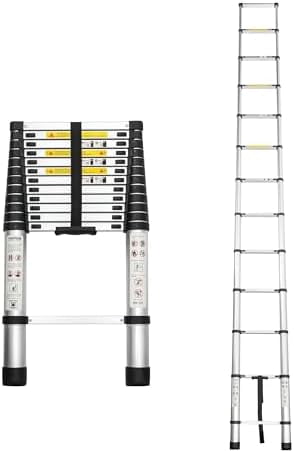 Aluminum Telescoping Ladder,12.5FT Collapsible Ladder with Locking ...