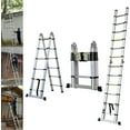 thumbnail image 1 of Aluminum Telescoping Ladder - 12FT A-Frame with Stabilizer, Collapsible Ladders & Herringbone, 330lbs Max Capacity, EN131, 1 of 17