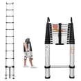 thumbnail image 1 of Aluminum Telescoping Ladder with 2 Hooks, 16.4ft Folding Ladder 12 Steps Folded Size 3.1ft, Easy to Store, Multi-Purpose Ladder 330lbs Load Capacity, Portable Ladder Attic Ladder for Home, 1 of 9