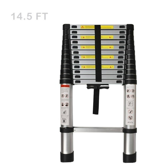 Aluminum Telescoping Ladder,One Button Retraction Telescopic Extension Extendable Ladder, Slow Down Design Multi-Purpose Ladder for Household Daily or Hobbies