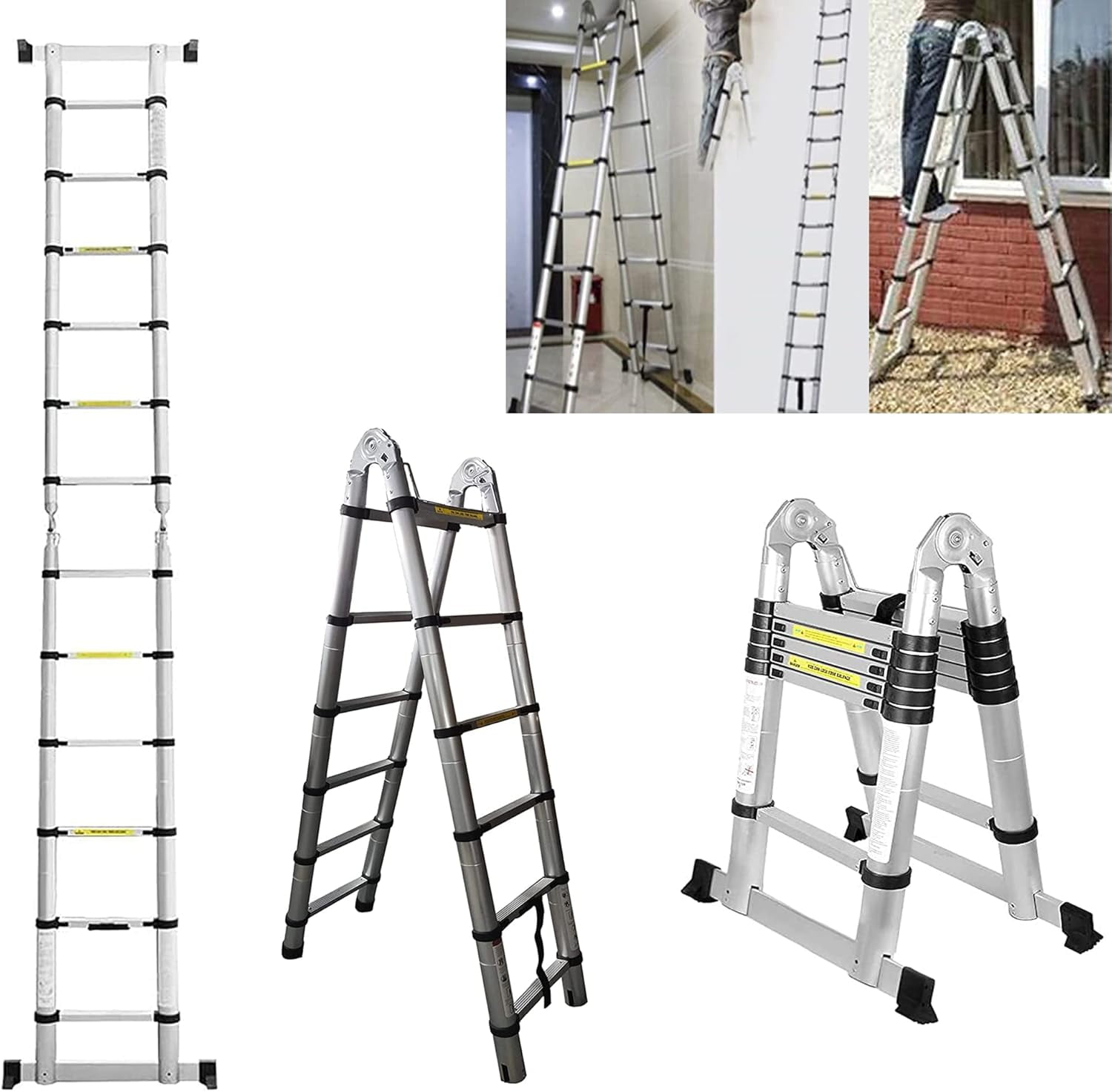 Aluminum Telescoping Ladder with Balance Rod, Portable Telescopic ...