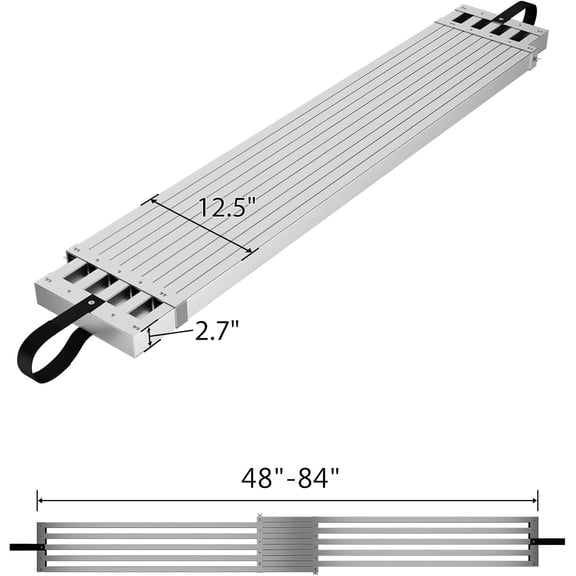 Aluminum Telescoping Work Plank Adjustable 4-7ft Extension Ladder Platform, 440lbs Capacity, Non-Slip, Rust & Corrosion Resistant, Scaffold Accessory for Home Renovation$$Tools & Hardware Other