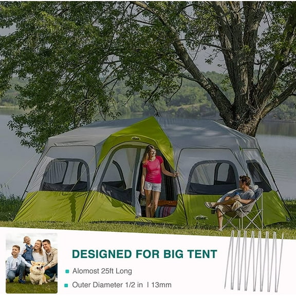 Aluminum Tent Poles Replacement - 24ft 10.5in, 7001 Aircraft-Grade Aluminum Alloy T6 Heated, Lightweight Tent Pole Repair Kit for Big Family Tents