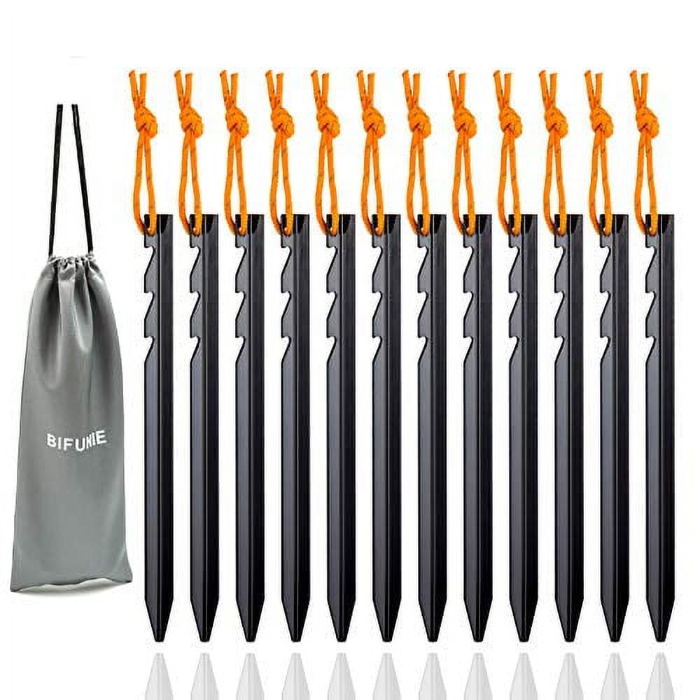 Aluminum Tent Stakes Pegs, 12Pack Aluminum Ground Pegs with Reflective