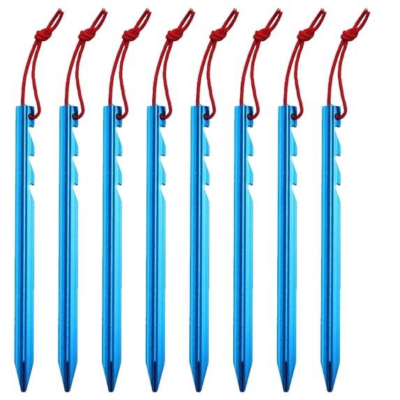 Aluminum Tent Stakes for Camping 8-Piece Set with Triangular Sawtooth Design and Carry Bag 7.09 in x 1.97 in x 1.97 in