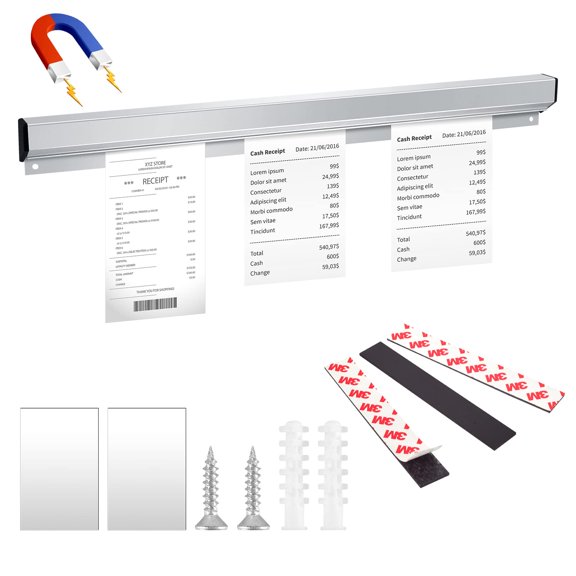 Aluminum Ticket Holder with Magnetic Strips 16 Inch Slide Check Rack for Restaurant Kitchen