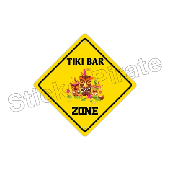 *Aluminum* Tiki Bar Zone Funny Metal Novelty Sign 12X12