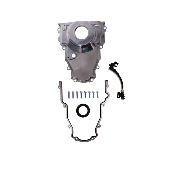 Aluminum Timing Cover w/ Harness, Crank Seal, Gasket for GM LS Polished