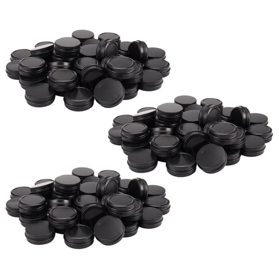 Aluminum Tin Cans - 120 Pack 1Oz / 30G Tin Container Screw Top Cans Cosmetic Sample Candle Travel Tins,120 * Screw Lid Cans,black