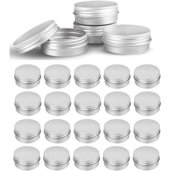 Aluminum Tin Cans, 24pcs Metal Round Tins Containers with Labels,Small Tin Cans with Lids for Salves, Candles Making and Storage, Christmas Decoration(Silver,2 OZ )