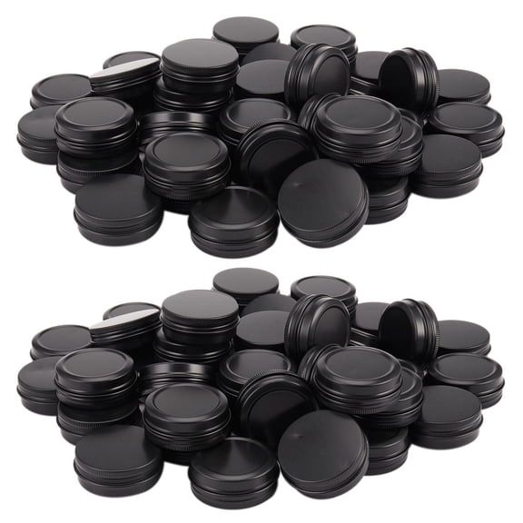 Aluminum Tin Cans - 80 Pack 1Oz / 30G Tin Container Screw Top Cans Cosmetic Sample Containers Candle Tins,80 x Screw Lid Cans,black