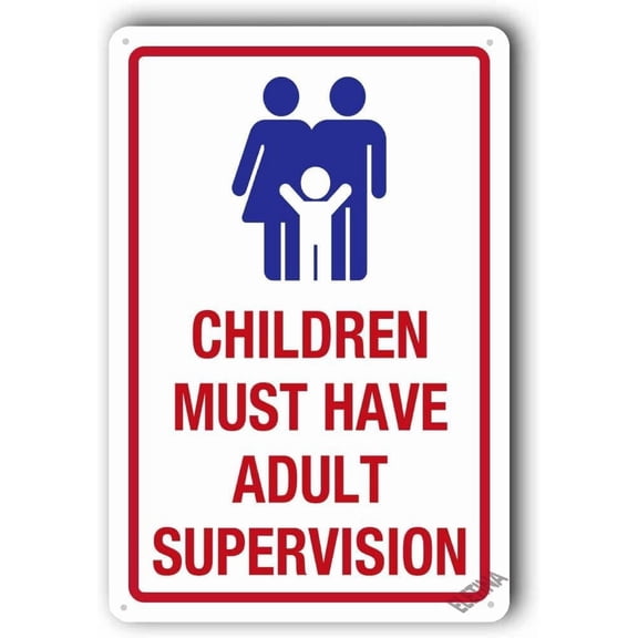 Aluminum & Tin Pool Safety Sign, 8x12 inches, 'Children Must Have Adult Supervision', Practical and Functional