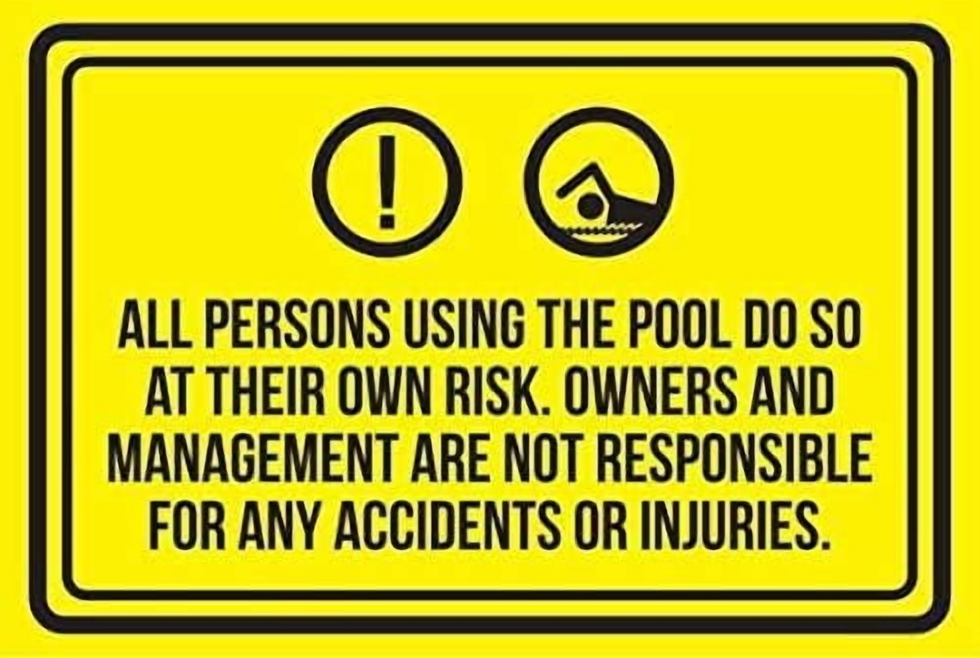 Aluminum, Tin Pool Safety Sign, 8x12 inches, Yellow, Minimalist Style ...