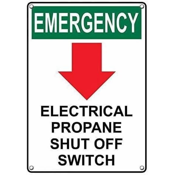 Aluminum Tin Sign Emergency Electrical Propane Shut Off Switch Sign 8 X 12 Inch