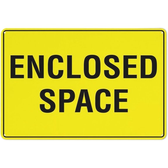 Aluminum Tin Sign Enclosed Space 8"x12" - Funny Pool Wall Decor Art - Enclosed Space Marker